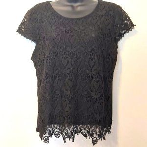 TEAM OF BEAUTY | Women's Lace Top Black Size XL